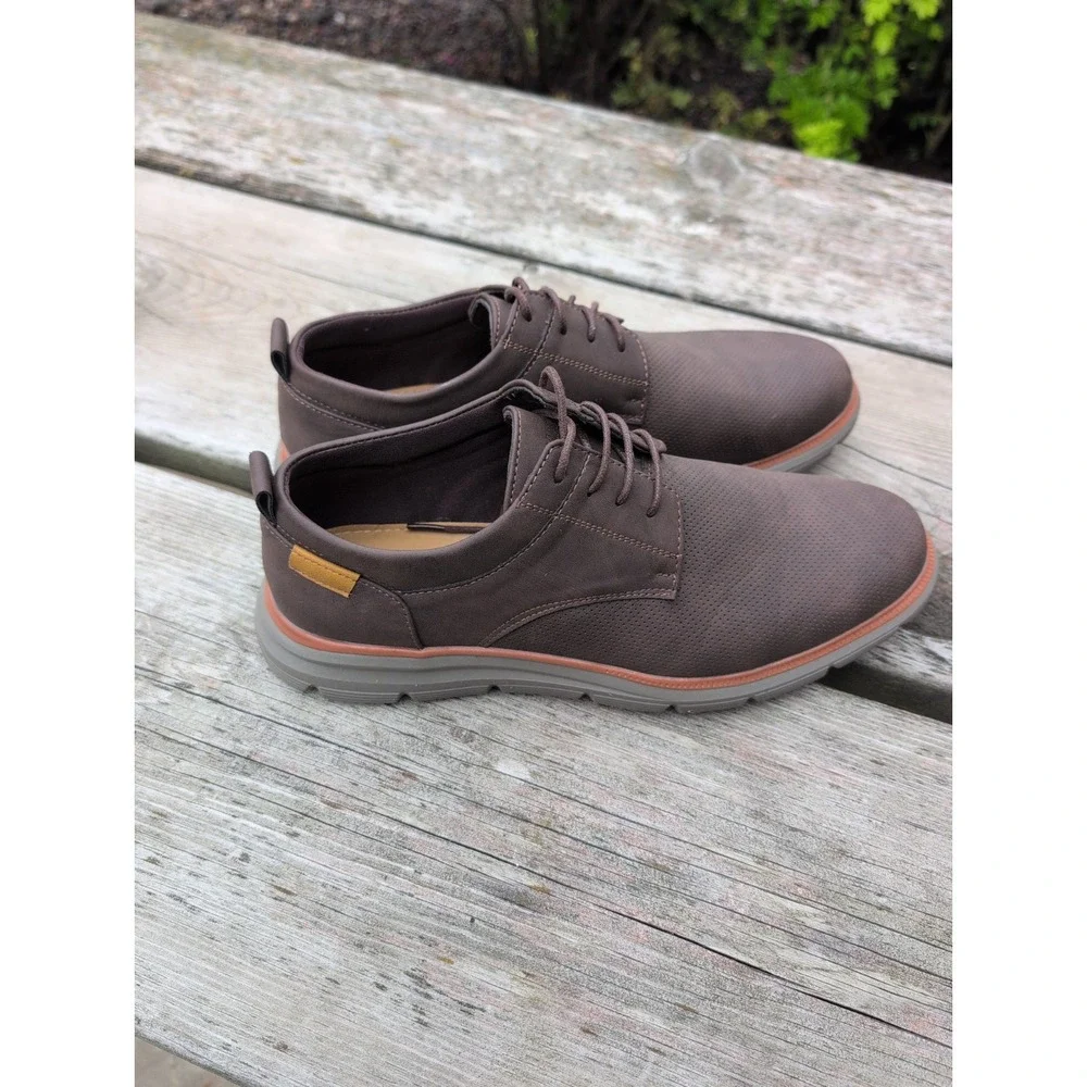 Aston Marc Mens Brown Perforated Oxford Casual Comfort Shoes Sz 10